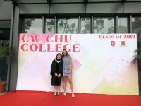 Isabelle and her local roommate, who is graduating in Term 2, 2018–19, at the College Photo Day 2019